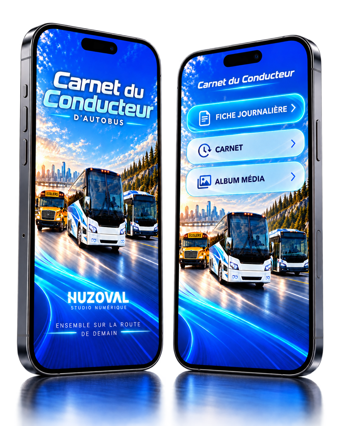 Deux iPhone présentant Carnet du Conducteur